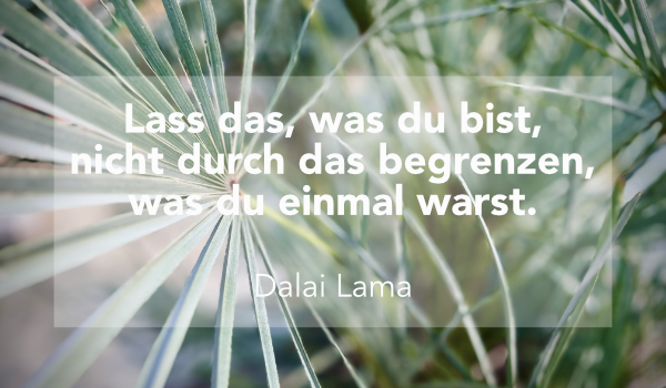 „Lass das, was du bist, nicht durch das begrenzen, was du einmal warst.“ – Dalai Lama